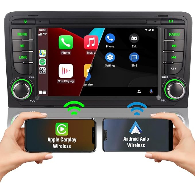 Car Radio for Audi A3 S3 RS3 2003-2012 Radio Screen Built-in Wireless Carplay Android Car Navigation with Bluetooth DSP Subwoofer Steering Wheel Control AM FM RDS Radio 7 Inch Touchscreen 1080P IPS