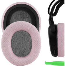 Geekria Comfort Mesh Fabric Replacement Ear Pads for SteelSeries Arctis Prime, Arctis PRO, Arctis 9X, Arctis 7, Arctis 5, Arctis 3 Headphones Ear Cushions, Headset Earpads, Ear Cups Repair (Pink)