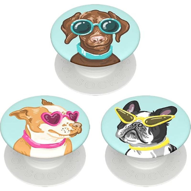 PopSockets PopMinis - Extendable Base and Grip for Smartphones and Tablets - Posh Pups (Pack of 3)