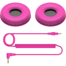 Pioneer DJ HC-CP08-V Earpads and Coiled Cable for Pioneer DJ HDJ-CUE1 (Pink)