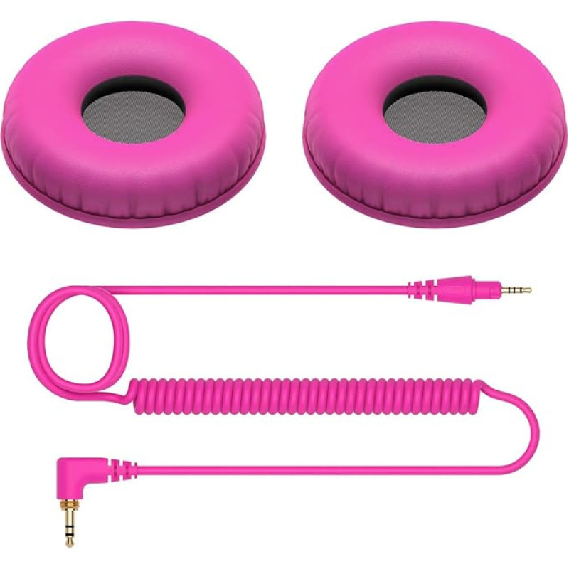 Pioneer DJ HC-CP08-V Earpads and Coiled Cable for Pioneer DJ HDJ-CUE1 (Pink)