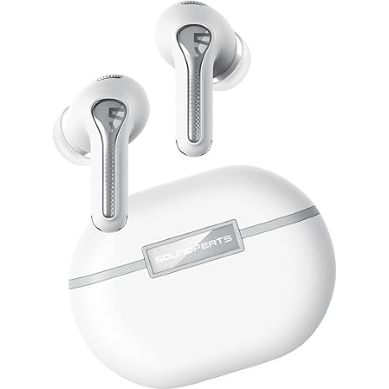 SoundPEATS Bluetooth Headphones Capsule3 Pro, Hi-Res Audio Headphones with LDAC, Hybrid Active Noise Cancellation In-Ear Earphones, 6 Microphones for Calls, Transparency Mode, 52H Playtime (White)