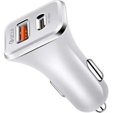 Olakey USB C Car Charger, Dual USB Car Charger Adapter with 20W PD Port, Fast QC3.0 and LED Indicator (White) DYB-W1