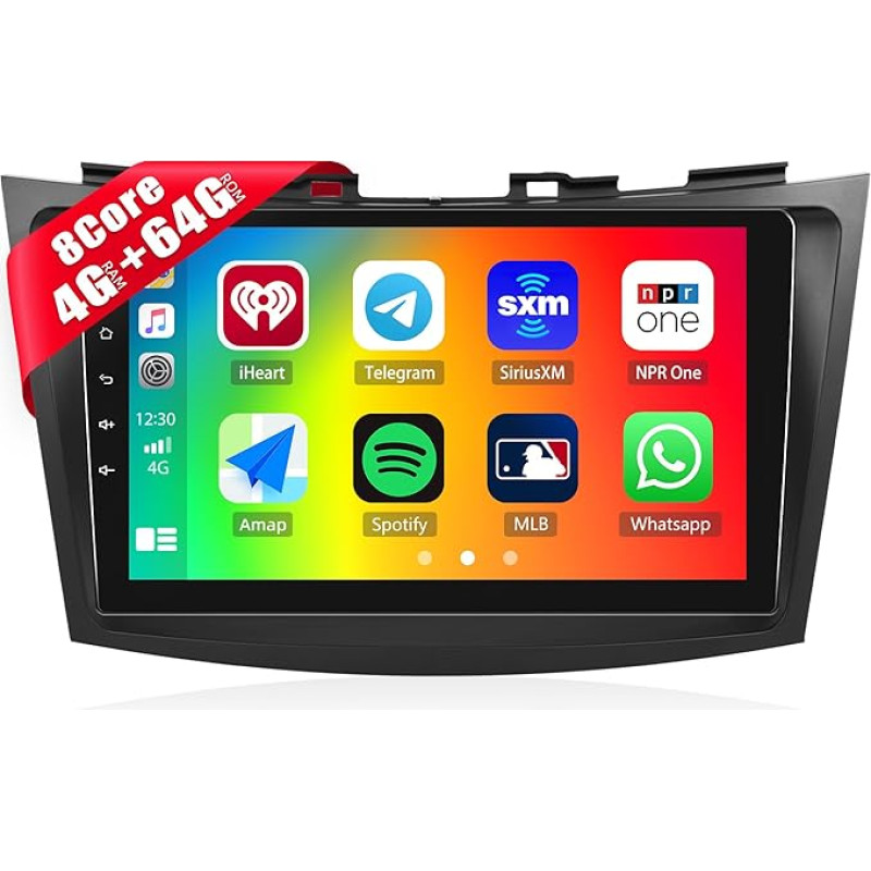 4G + 64G CAMECHO 8Core Car Radio for Suzuki Swift/Ertiga 2012-2017 with Navi Carplay Android Car, Android 13, Double DIN Radio with 9 Inch Screen with DSP RDS Bluetooth Mirror Link