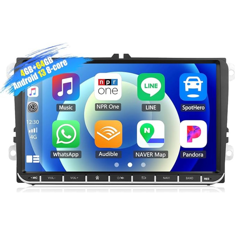 [8-Core] SIXWIN 4+64G Android 13 Carplay Android Car Radio for VW Golf 5 6 Touran Polo Touran, 9 Inch Touchscreen, 1280 x 720, with DSP GPS WiFi BT USB FM RDS Radio Mirror Link + 32 Band EQ