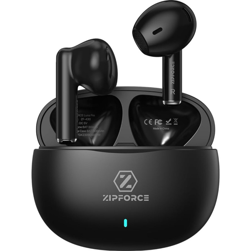 ZIPFORCE True Wireless Earbuds, In-Ear Bluetooth 5.3 Headphones 4-Mics ENC Clear Call, Bluetooth Earbuds Touch Control 40 Playtime, IPX6 Waterproof TWS, Light-Weight Earphones