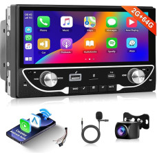 2G + 64G Wireless Carplay Android Car Radio 2 DIN with Android Car GPS Navigation WiFi ISO Cable 6.86 Inch Touchscreen Car Radio with Mirror Link Bluetooth FM/RDS/EQ/DAB/OBD/DVR Steering Wheel Control