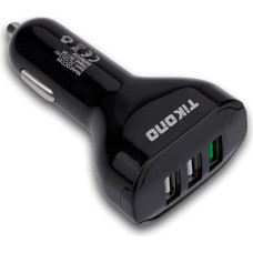 Car Charger, Tikono USB Car Charger with Quick Charge 3.0 and 2 USB Ports, Fits All Car Cigarette Lighter Plugs (Black)