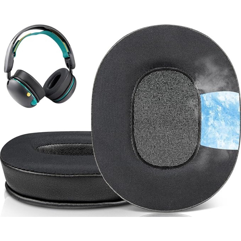 SOULWIT Cooling Gel Replacement Ear Pads for Skullcandy Grom Wired/Wireless Headphones, Ear Pads with Ice Silk Fabric, High Density Foam