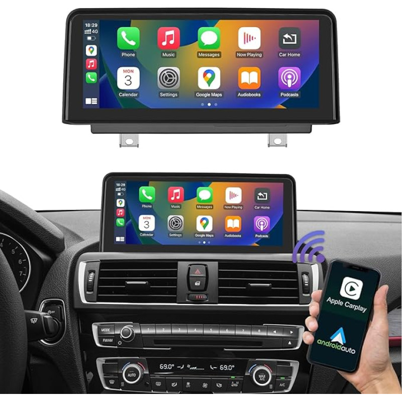 Road Top 10.25 Inch Car Radio Touchscreen Radio Receiver for BMW 1 2 Series F20/F21/F22 2013-2015 Years with NBT System, Support Wireless Carplay & Android Car ..