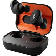 Skullcandy Grind Fuel Wireless In-Ear Headphones, 40 Hours Battery Life, Skull-iQ, Alexa Support, Micro, Compatible with iPhone, Android and Bluetooth Devices - Black/Orange