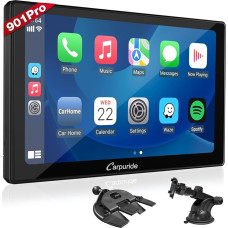 2024 Carpuride W901 Pro Wireless Bluetooth Transmission Portable Carplay & Andorid Car Radio 9 Inch 1080P Touchscreen with Mirror, Supports Truck Dashboard Mounting