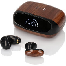 d-.-b PROCESOR In-Ear Headphones Bluetooth: Bluetooth 5.2 Headphones Retro Wood Look - Premium Earphones Wireless Earbuds - Digital Display - HD Noise Reduction - Best Sound HiFi Quality