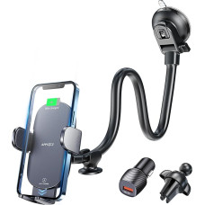 APPS2Car 15W Qi Mobile Phone Holder Car with Charging Function, Mobile Phone Holder Car Inductive Charging for Suction Cup Windscreen Ventilation, Wireless Car Charger for iPhone 14/13/12 Pro Max