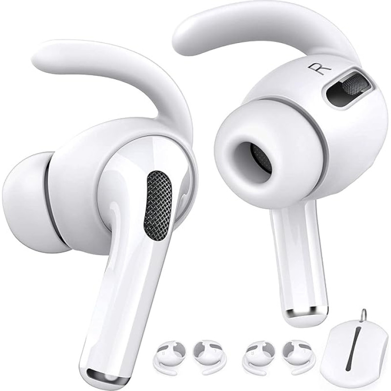 AHASTYLE Ear Pads for AirPods Pro Silicone 3 Pairs Ear Hooks Non-Slip Earphone Covers Does Not Fit in Charging Case: Compatible with Apple AirPods Pro 2019 (UK White)