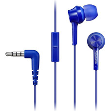 Panasonic RP-TCM105E-A In Ear Kopfhörer (Mikrofon und Controller mit 1 Tasten-Bedienung, 3 Paar wechselbare Pass-Stücke, Übertragungsbereich 10-24.000 Hz, 1,2 m Kabel) blau