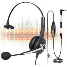 Wantek 681N Headset with Microphone Noise Cancelling Call Control Lightweight Comfort Carry PC Headphones for Computer Laptop Tablet Smartphones MP3 Xbox Business Online Meetings