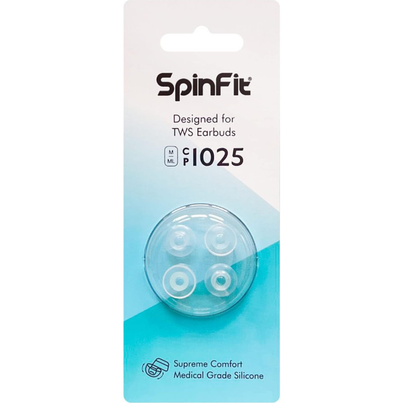 SpinFit CP1025 for True Wireless Earbuds Fits MTW 3, Galaxy Buds 2, Soundcore Space A40 & More - ML/M - Medical Grade Silicone Patented Ear Tips (for Nozzle Diameter from 4-5.5 mm)