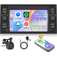 [2+64G] Inefala Android 13 Autoradio für Ford Focus C-Max S-Max Kuga Galaxy 7 Zoll Autoradio mit Wireless Carplay Android Auto GPS Bluetooth WiFi FM RDS Hi-Fi SWC 2USB AHD Rückfahrkamera