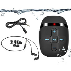 SEWOBYE 8GB Waterproof MP3 Player for Swimming and Running with 16 Hours Playtime, MP3 Player Waterproof with Underwater Headphones (3 Types of Earphones), with Shuffle Function