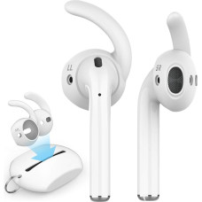 AhaStyle 3 Paar Ohrbügel-Abdeckungen, Silikon-Zubehör, kompatibel mit Apple AirPods 2 & 1 oder EarPods [zusätzliche Silikon-Aufbewahrungstasche] (S/M/L) (weiß)