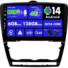 SXAUTO Android 13 [Built-in 4G LTE & DAB] - 6G + 128G - Car Radio for Skoda Octavia (2006-2014) - Dual Band WiFi - CarPlay Android Car - Camera + Mic - DSP Steering Wheel Control - QLED 10.1 Inch 2