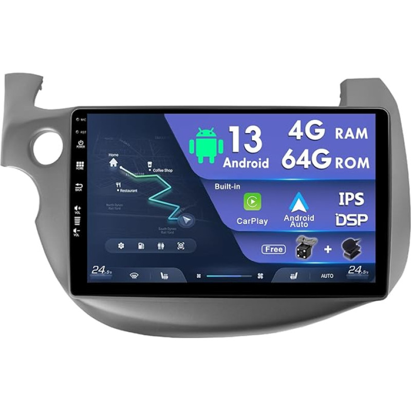 MISONDA Honda Fit/Jazz 2007-2013 Android Car Radio Built-in DSP + Support Carplay DAB + WiFi BT GPS AUX MirrorLink WiFi RDS - 4G + 64G