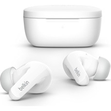 Belkin SOUNDFORM Flow True Wireless Noise Cancelling Headphones, Wireless Bluetooth Headphones, Sweatproof and Splash Proof IPX5 31 Hours Operation for iPhone, Galaxy, Pixel - White