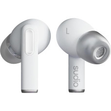 Sudio A1Pro Snow White In-Ear Earphones with Bluetooth, Touch Control with Compact Wireless Charging Cradle, IPX4 Protected, Active Noise Cancellation, with Integrated Microphone, Premium Crystal