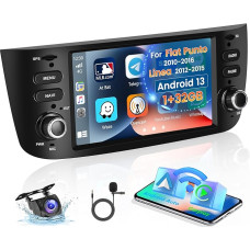 Inefala 1+32B Android Carplay Car Radio for Fiat Punto 2010-2016/Linea 2012-2015, 6.2 Inch Touchscreen Radio with CarPlay Android Car, Bluetooth, Mirror Link, WiFi, GPS, RDS FM, AHD Reversing Camera