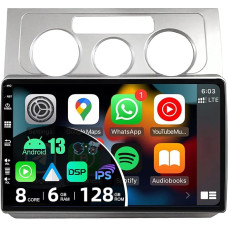 BXLIYER - 6G+128G - Android 13 IPS Car Radio Suitable for VW Touran (2006-2009) - Wireless CarPlay/Android Car/DSP - LED Camera & Mic - 10.1 Inch 2 DIN - DAB Steering Wheel Control Fast Boot 360