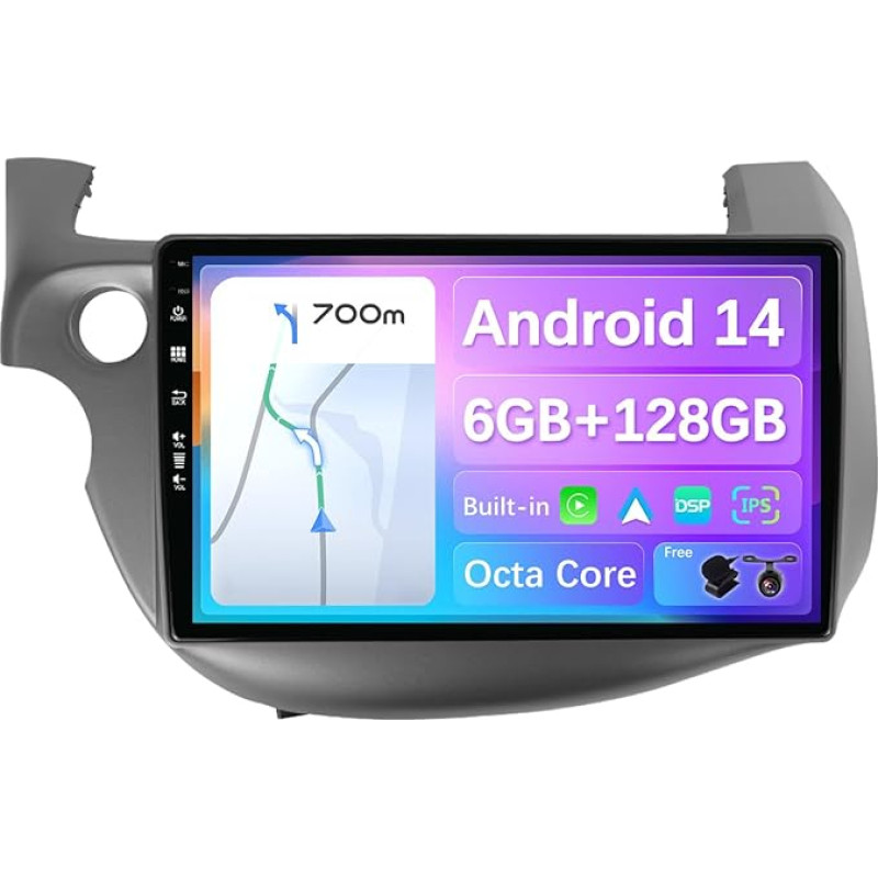 BXLIYER - 6G+128G - Android 13 IPS Car Radio Fits Honda Fit (2008-2013) - Wireless CarPlay/Android Car/DSP - LED Camera & Mic - 10.1 Inch 2 DIN - DAB Steering Wheel Control Fast Boot 360-CAM