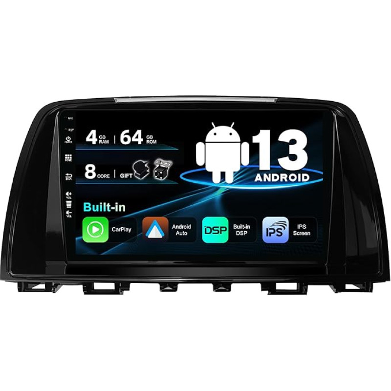 BXLIYER Android 12 IPS Car Radio Suitable for Mazda Atenza Mazda 6 (2012-2015) - Built-in Carplay/Android Car/DSP - LED Camera + Mic - 4G + 64G - DAB 360 Camera Steering Wheel Control Fast Boot - 2