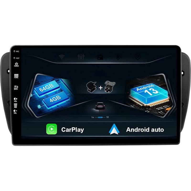 2 DIN Car Radio 9 Inch Touchscreen 8 Core Android for Seat Ibiza 6j 2009-2014 4-LED Camera & MIC-4GB + 64GB DSP/CarPlay/Android Car