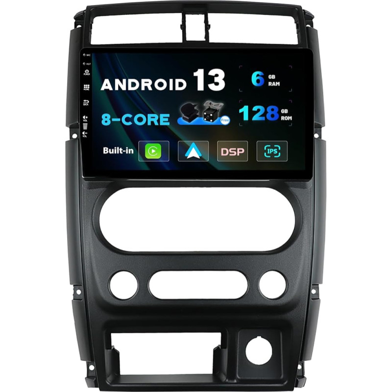 SXAUTO Android 13-6G+128G - IPS Car Radio Suitable for Suzuki Jimny 3 (2005-2019) - Wireless Carplay/Android Car/DSP - LED Camera + MIC - DAB Steering Wheel Control Fast Boot 360 Camera WiFi - 2 DIN 9