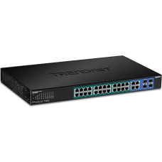 TRENDnet 5028WS 28 prievadų Gigabit Web Smart PoE + komutatorius, 370 W, juodas