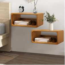 WDSHIYI 2 pakuotės plaukiojantis naktinis staliukas Sieninis naktinis staliukas Rankų darbo miegamojo baldai Pušinis plaukiojantis naktinis staliukas Minimalistinis ir unikalus stilius