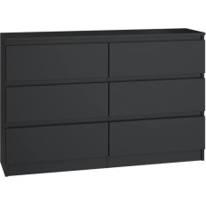 Oggi Lugo Malwa M6 120 Tall Chest of Drawers Bedroom Chest of Drawers Wood Look Bedroom Chest of Drawers for Clothing Industrial Style Four Spacious Drawers 120 x 30 x 77 cm Black