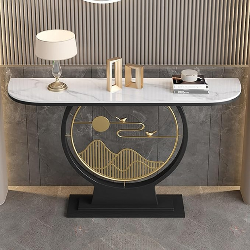 Moderner schwarzer Akzenttisch für Eingangsbereich, Konsole und Flur - 80 cm Langer Foyertisch, stilvoller Sofatisch für die Wohnzimmerdekoration