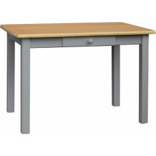 k koma alksnio valgomojo stalas su stalčiumi Virtuvės stalas iš pušies masyvo 60 x 90 cm pilkos spalvos