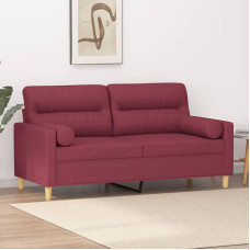 LAPOOH 3200827 2-vietė sofa su dekoratyvinėmis pagalvėlėmis Vyno raudona 140 cm audinys, Sofos ir kušetės, Sofa svetainė, Sofa paauglių kambariui, Sofa poilsiui, Sofa miegamajam, Miegamojo sofa, Minkšta sofa