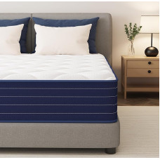 PurrJoys čiužinys 135 x 190 x 20 cm - kišeninių spyruoklių šerdis ir atminties putos, vidutinio kietumo, kvėpuojantis, izoliuojantis judesius, 