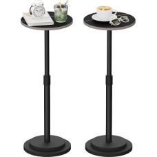 GUOHNHE Round Side Table, Height Adjustable, Small Metal Coffee Table, for Balcony Table, Bedside Table, Side Table for Living Room, Outdoor, Pack of 2, Height 45-78 cm, Black, GBZ001CB-2