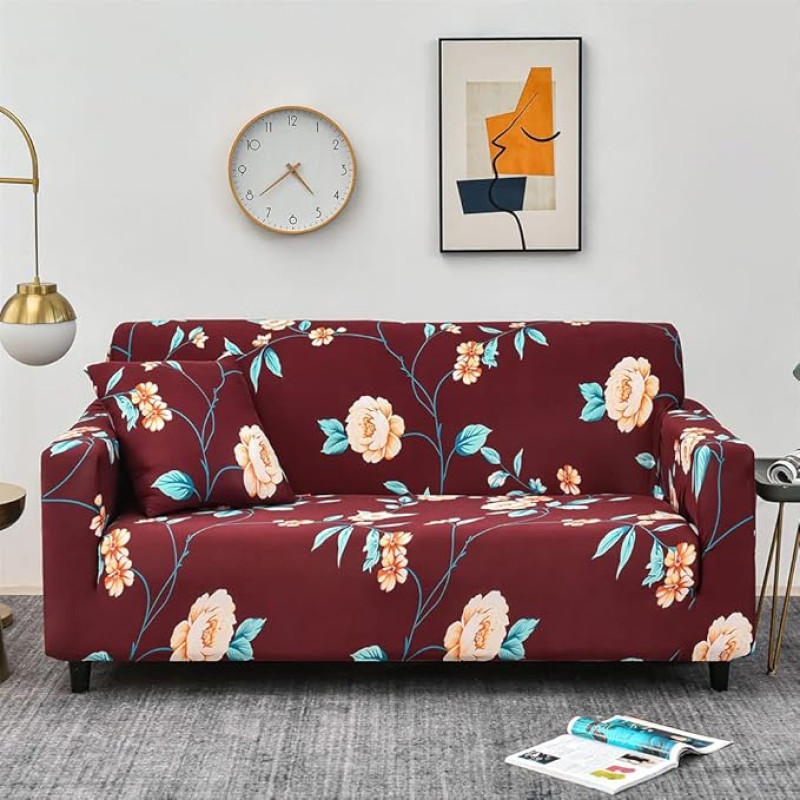 GUYIRT Bedruckte Sofa-Schonbezüge Muster Sofabezug Moderner Stil Waschbarer Möbelschutz Wohnzimmer Stretch Sofa Schonbezug Sessel Schonbezug -Q-1 Seater(90-140cm)