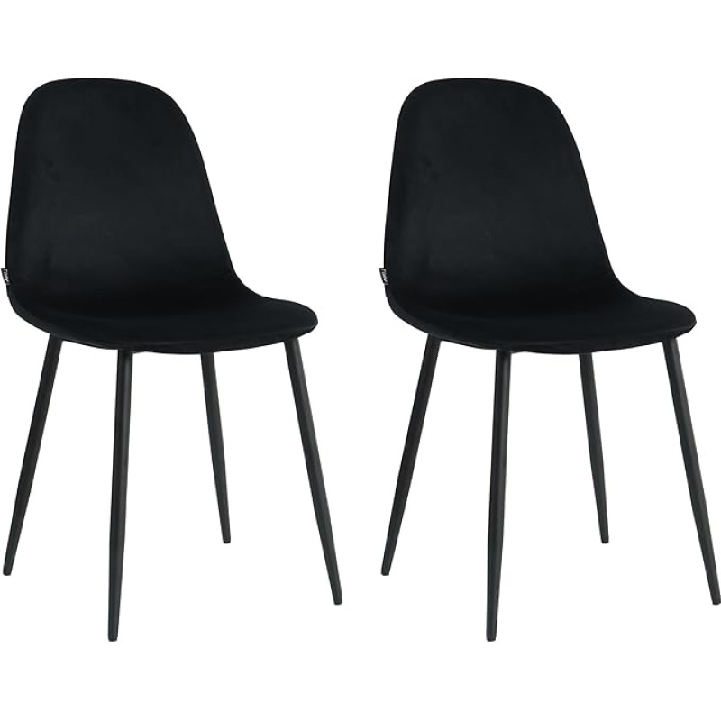 Mevsim Store Valgomojo kėdės, 2 vnt., juodos spalvos - aksominės kėdės be porankių - patogios minkštos kėdės su metalinėmis kojelėmis virtuvei ir valgomajam