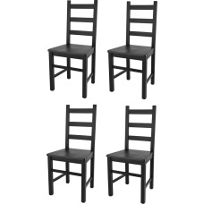 t m c s Tommychairs - Set of 4 Rustica Chairs for Kitchen and Dining Room, Robust Structure Made of Lacquered Beech Wood in Aniline Colour Black and Wooden Seat