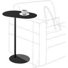 TTYXSUEPT C-Shaped Side Table, Iron Side Table for Couch, Sofa and Bed, Small Metal Side Table for Living Room, Bedroom (Black, Height 63cm)