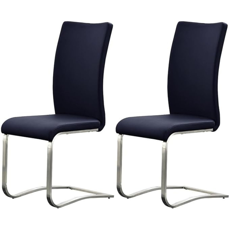 möbelando Muvo II supamasis krėslas Cantilever iš natūralios odos (2 vnt.) Naktinė mėlyna