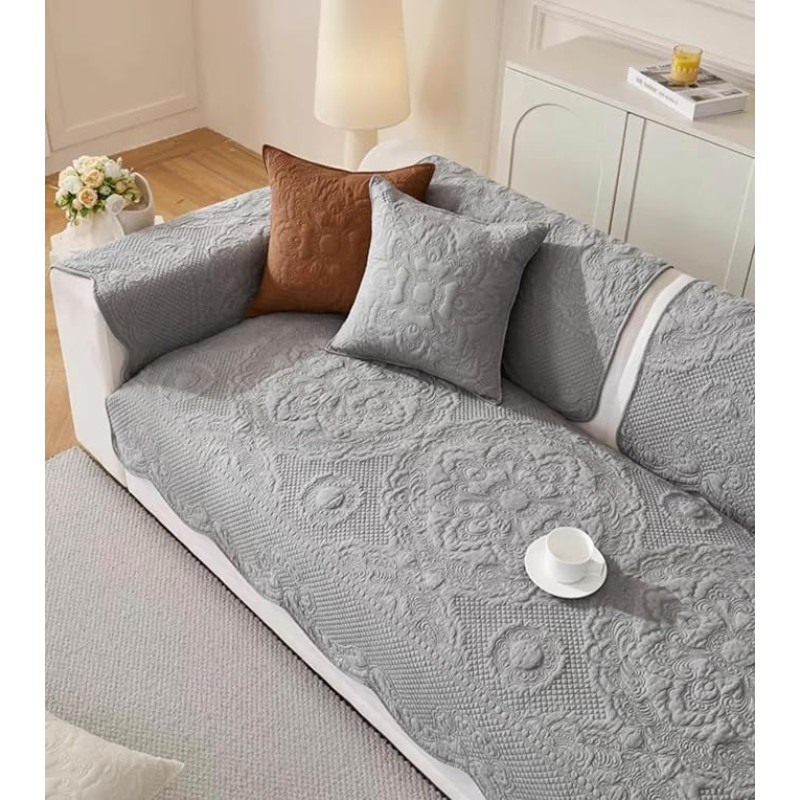 Huierxun Prabangus medvilninis sofos viršelis derliaus siuvinėjimo minkštas ūkis sėdynės pagalvėlė padengti gėlių dygsniuotas skyriuje sofos dangtelis neslystančios sofos Slipcovers baldų apsauga šunims