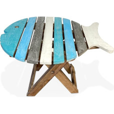 Wooden folding fish shaped table with distressed finish